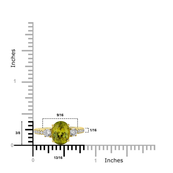 2.85ct Sphene ring with 0.48tct diamonds set in 14K yellow gold