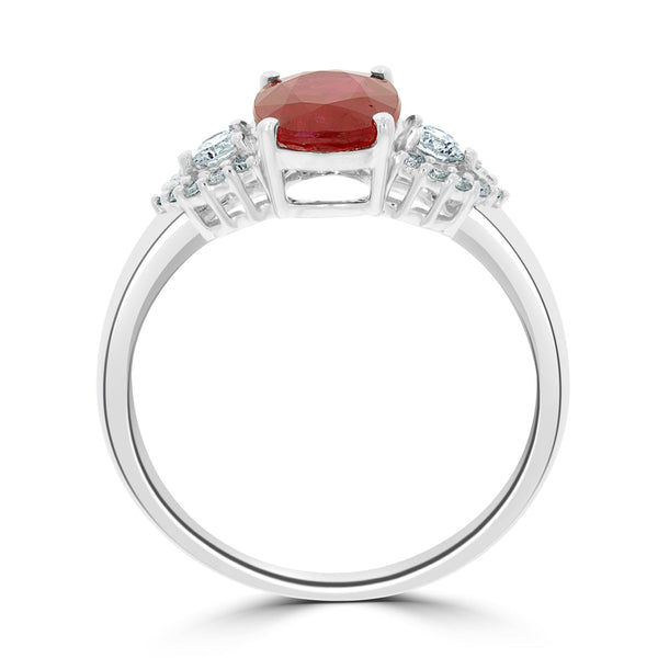 1.58Ct Ruby Ring With 0.09Tct Diamonds Set In 14K White Gold