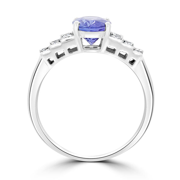 1.97ct Tanzanite Rings with 0.32tct Diamond set in 14K White Gold