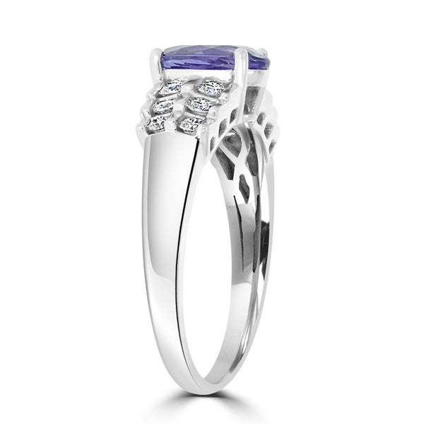 1.97ct Tanzanite Rings with 0.32tct Diamond set in 14K White Gold