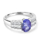 1.97ct Tanzanite Rings with 0.32tct Diamond set in 14K White Gold