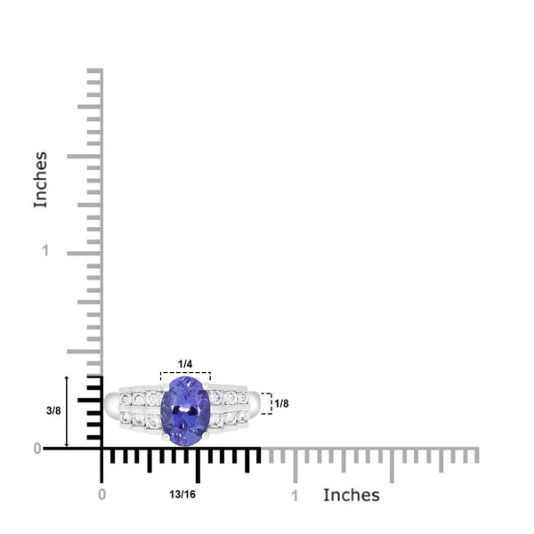 1.97ct Tanzanite Rings with 0.32tct Diamond set in 14K White Gold