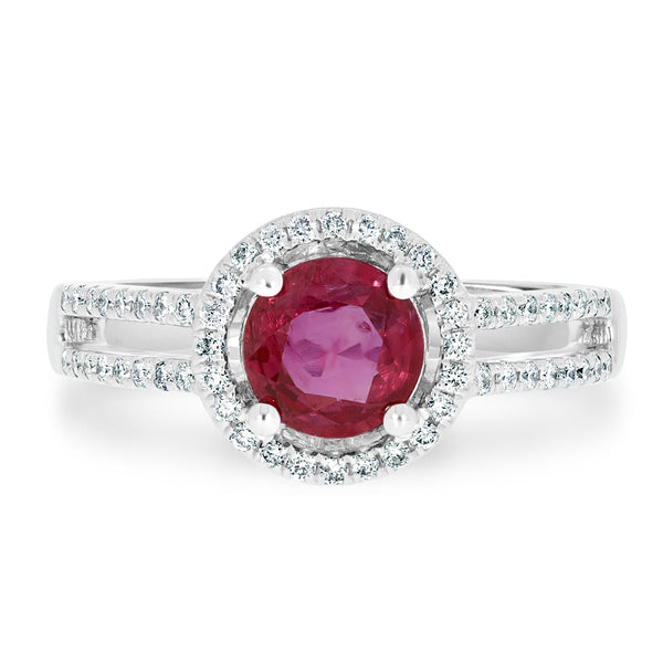 1.16Ct Ruby Ring With 0.25Tct Diamonds Set In 14K White Gold