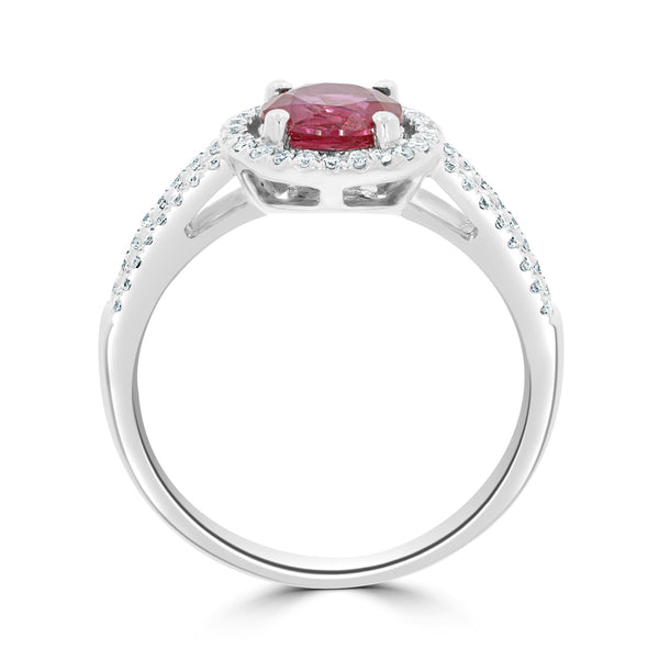 1.16Ct Ruby Ring With 0.25Tct Diamonds Set In 14K White Gold