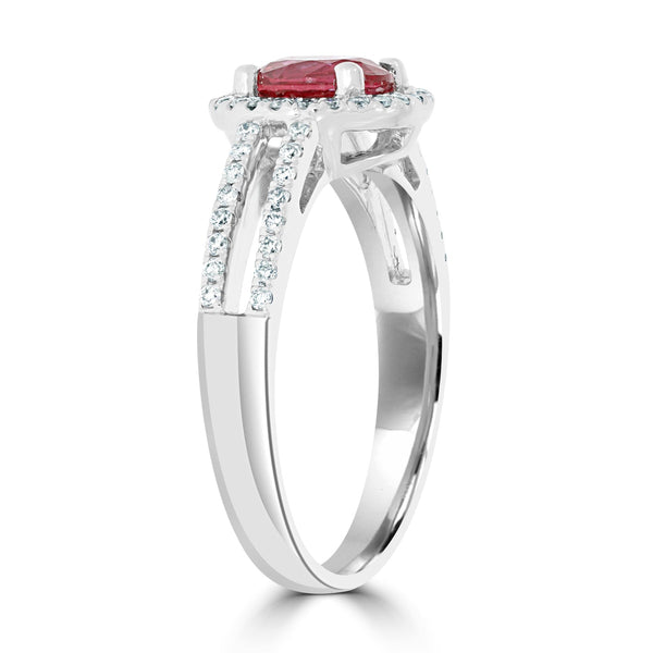 1.16Ct Ruby Ring With 0.25Tct Diamonds Set In 14K White Gold