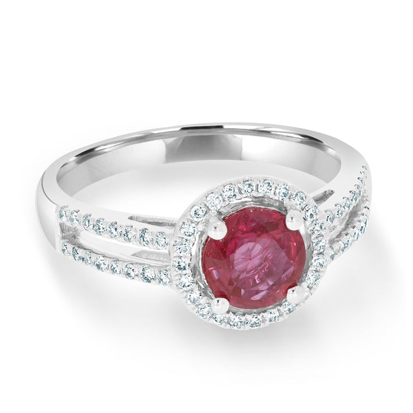 1.16Ct Ruby Ring With 0.25Tct Diamonds Set In 14K White Gold