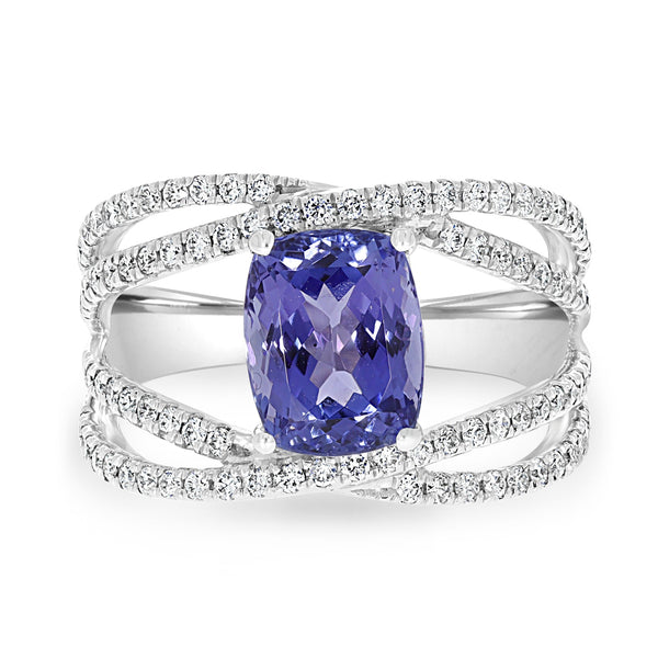 2.59ct Tanzanite Rings with 0.59tct Diamond set in 14K White Gold