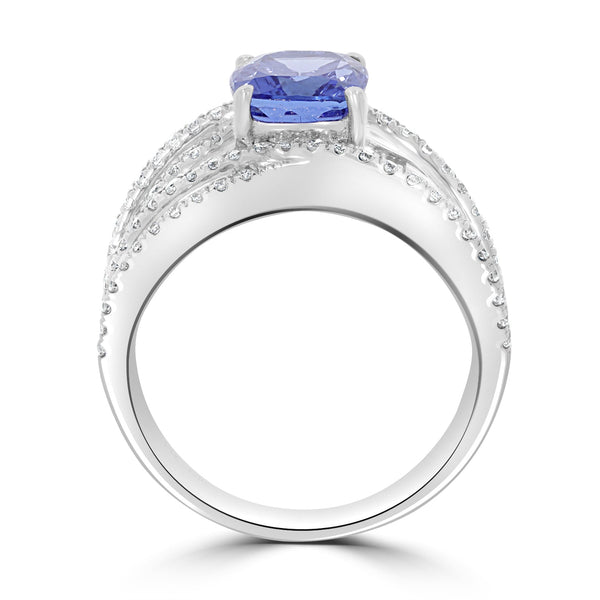 2.59ct Tanzanite Rings with 0.59tct Diamond set in 14K White Gold