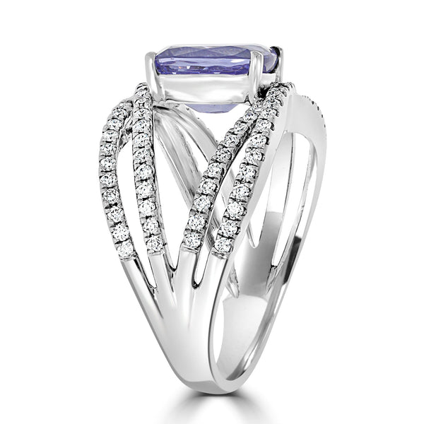 2.59ct Tanzanite Rings with 0.59tct Diamond set in 14K White Gold