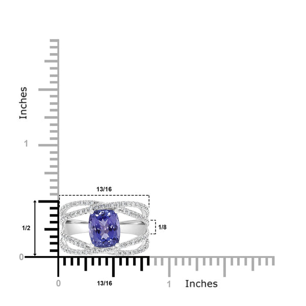 2.59ct Tanzanite Rings with 0.59tct Diamond set in 14K White Gold