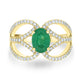 1.09ct Emerald Ring with 0.54tct Diamonds set in 14K Yellow Gold