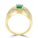 1.09ct Emerald Ring with 0.54tct Diamonds set in 14K Yellow Gold