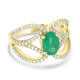 1.09ct Emerald Ring with 0.54tct Diamonds set in 14K Yellow Gold