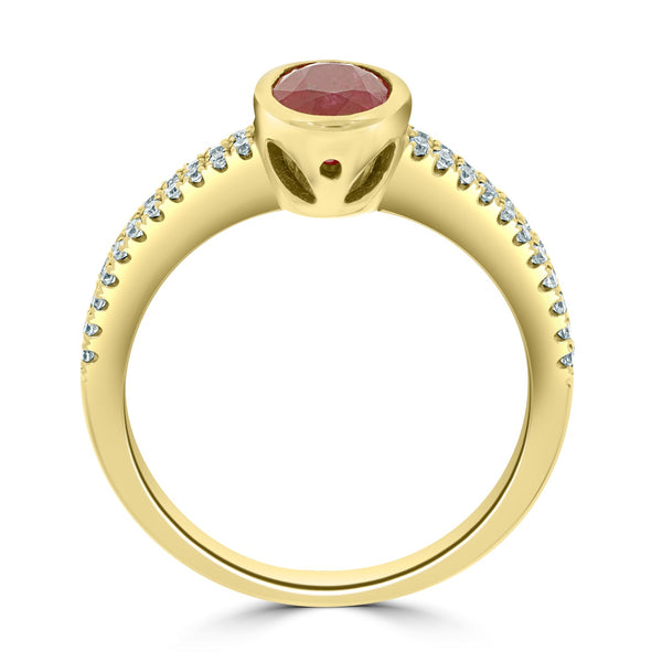 1.80Ct Ruby Ring With 0.13Tct Diamonds Set In 14K Rose Gold