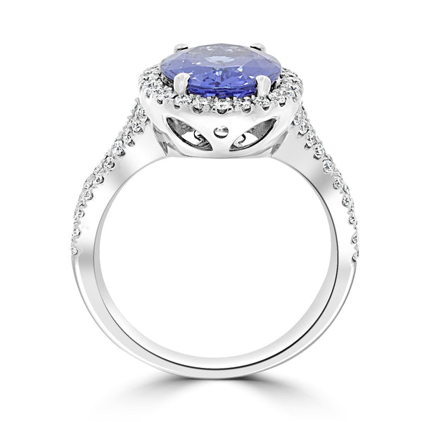 3.59ct Tanzanite Ring With 0.50tct Diamonds Set In 14kt White Gold