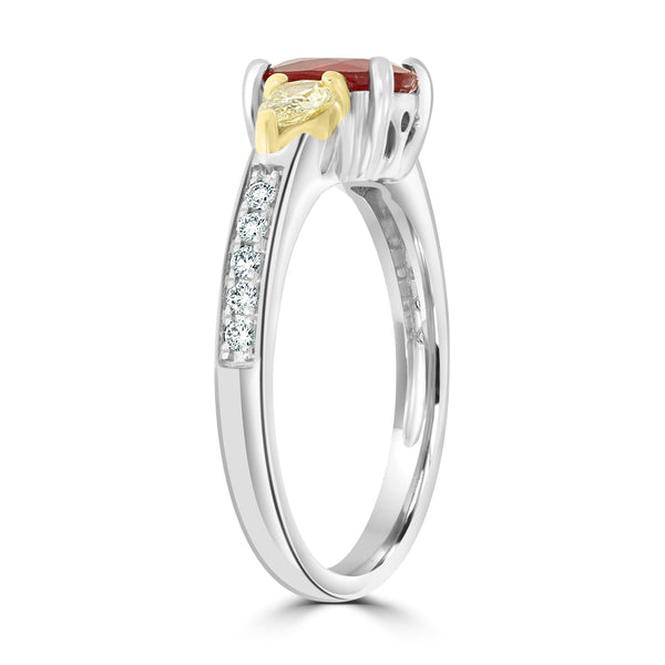 1.07Ct Ruby Ring With 0.54Tct Diamonds Set In 14K White Gold