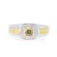 0.52ct Yellow Diamond Ring with 0.23ct Diamonds set in 14K Two Tone