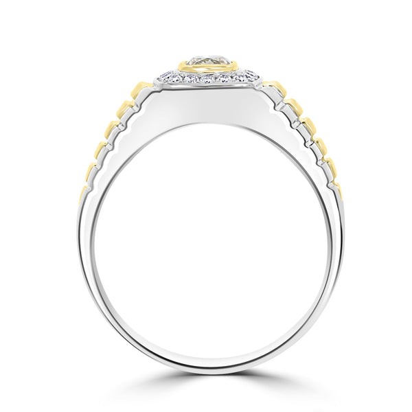 0.52ct Yellow Diamond Ring with 0.23ct Diamonds set in 14K Two Tone