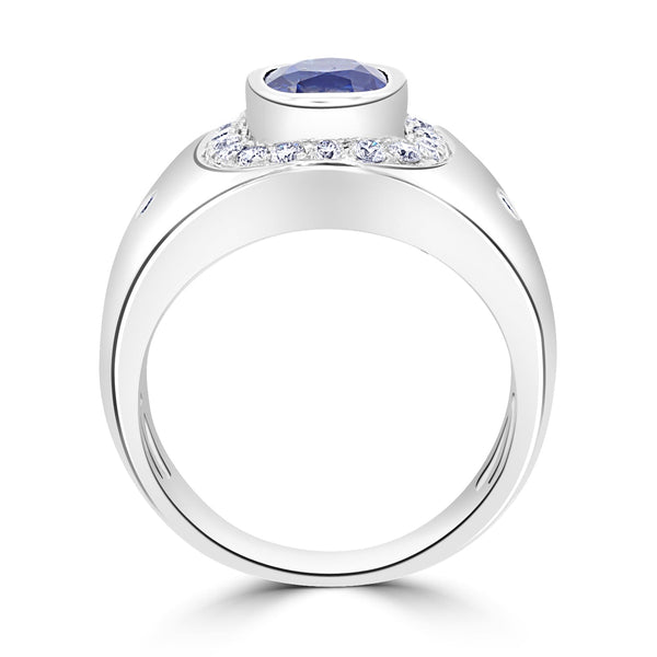 2.45ct Sapphire Ring with 0.61ct Diamonds set in 14K White Gold