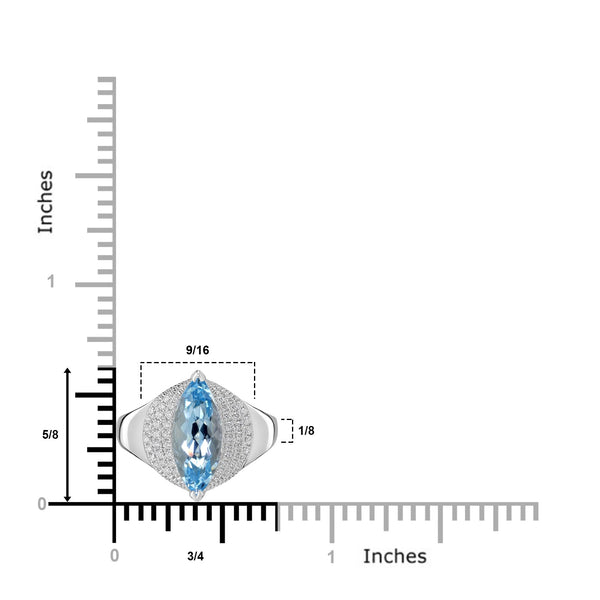 2.85ct Aquamarine ring with 0.23tct diamonds set in 14K white gold