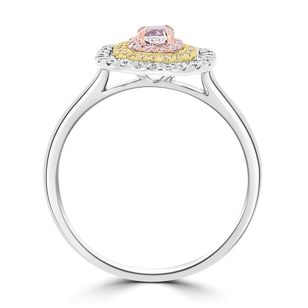 0.22ct Pink Diamond Rings with 0.26tct Diamond set in 14K Two Tone Gold