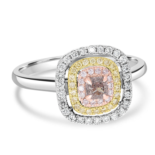 0.22ct Pink Diamond Rings with 0.26tct Diamond set in 14K Two Tone Gold