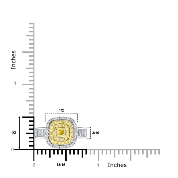 0.29ct Yellow Diamond Rings with 0.98tct Diamond set in 14K Two Tone Gold