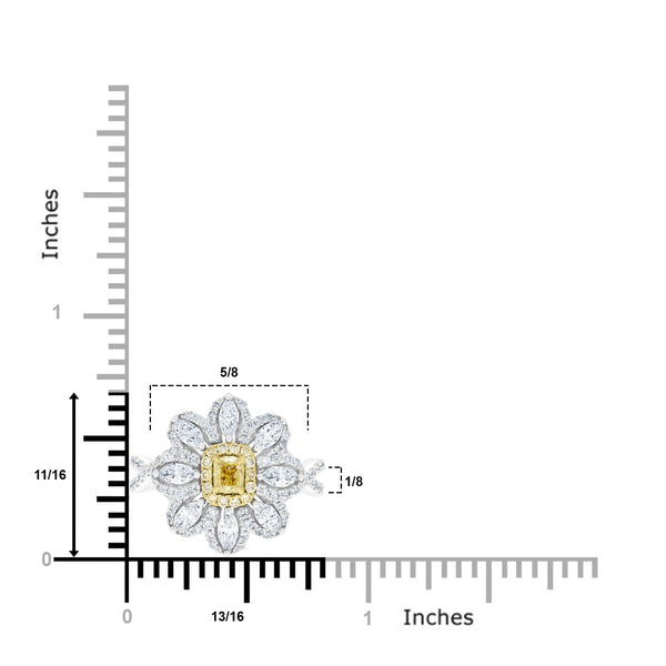 0.21ct Yellow Diamond Rings with 1.13tct Diamond set in 14K Two Tone Gold