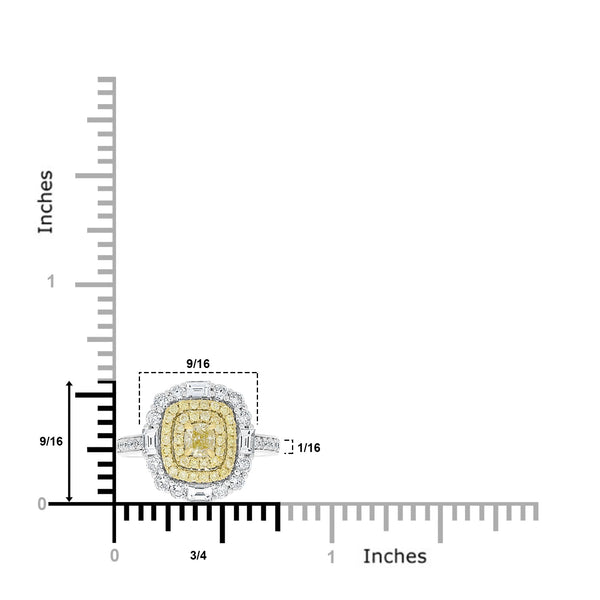 0.28ct Yellow Diamond Rings with 1.08tct Diamond set in 14K Two Tone Gold