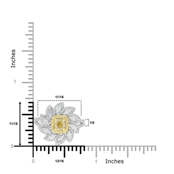 0.51ct Yellow Diamond Rings with 1.15tct Diamond set in 14K Two Tone Gold