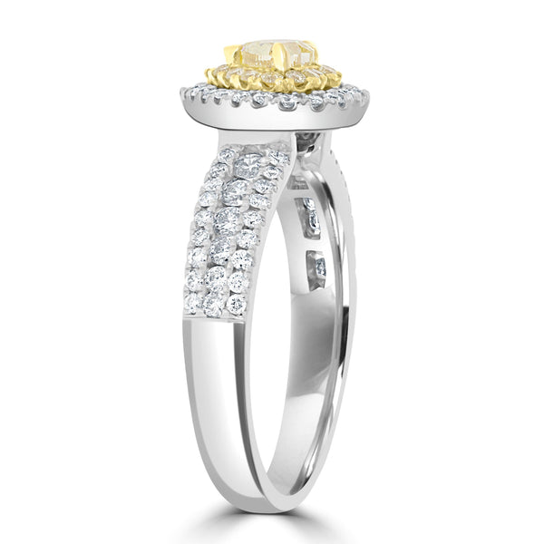 0.51ct Yellow Diamond Rings with 0.7tct Diamond set in 14K Two Tone Gold