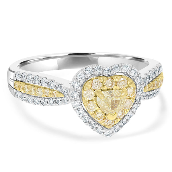 0.21ct Yellow Diamond Rings with 0.46tct Diamond set in 14K Two Tone Gold