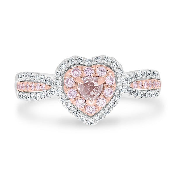 0.22ct Pink Diamond Rings with 0.46tct Diamond set in 14K Two Tone Gold