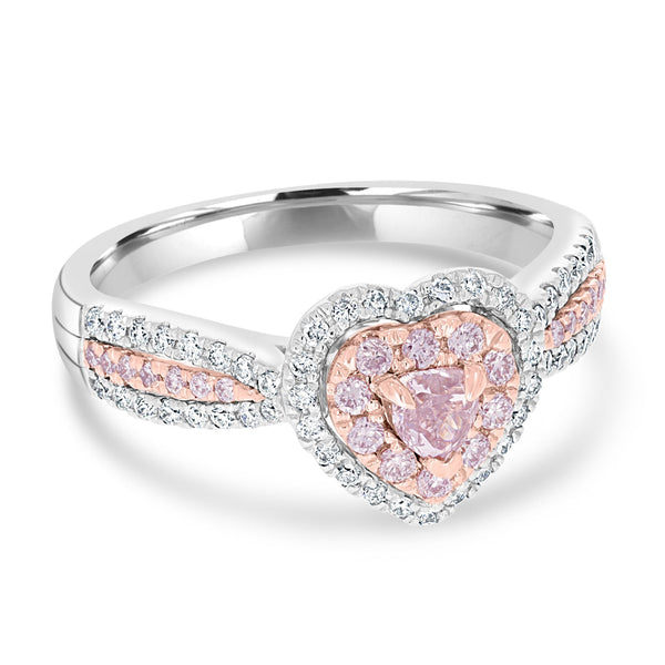 0.22ct Pink Diamond Rings with 0.46tct Diamond set in 14K Two Tone Gold