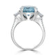 8.95 Blue Zircon Rings with 0.71tct Diamond set in 14K White Gold