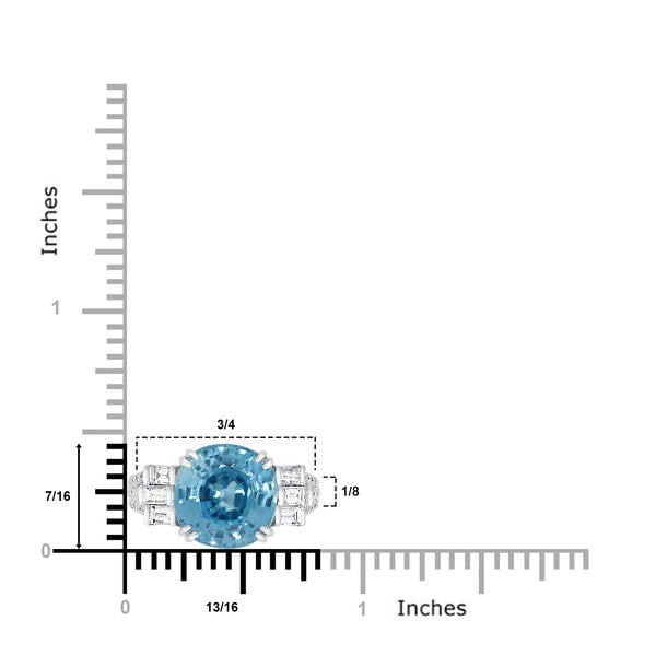 8.95 Blue Zircon Rings with 0.71tct Diamond set in 14K White Gold