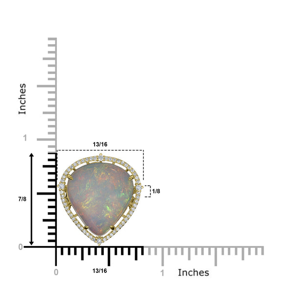 11.76ct Opal Ring with 0.32tct Diamonds set in 14K Yellow Gold