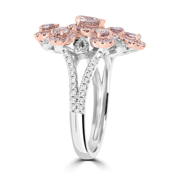 0.94tct Pink Diamond Rings with 0.89tct Diamond set in 14K Two Tone Gold