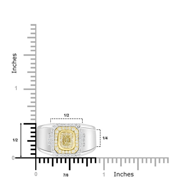 1ct Yellow Diamond Ring with 0.42ct Diamonds set in 14K Two Tone