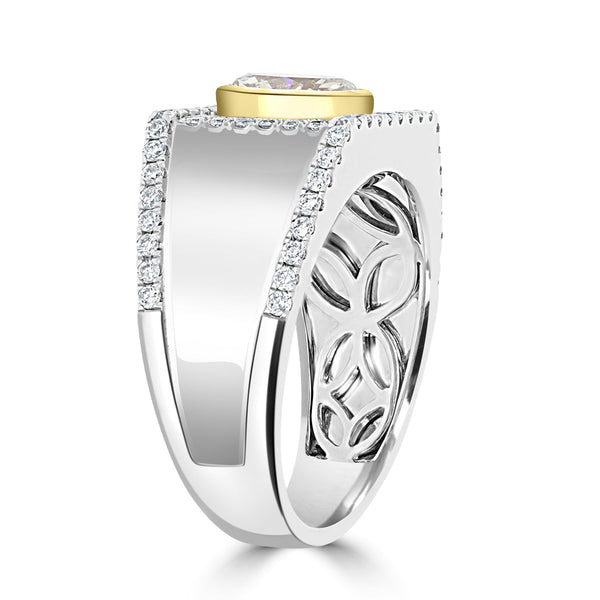 1.02ct Yellow Diamond Ring with 0.71ct Diamonds set in 14K Two Tone