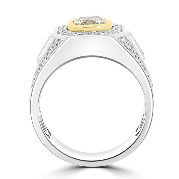 2ct Yellow Diamond Ring with 0.88ct Diamonds set in 14K Two Tone