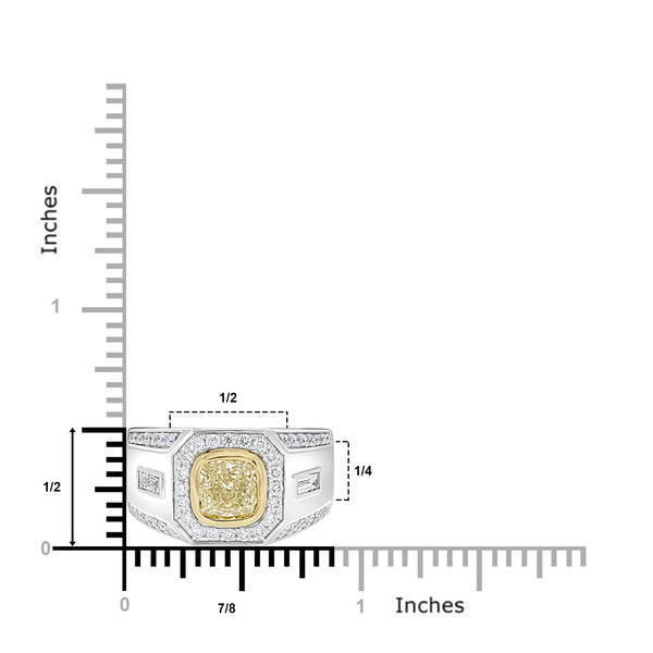 2ct Yellow Diamond Ring with 0.88ct Diamonds set in 14K Two Tone