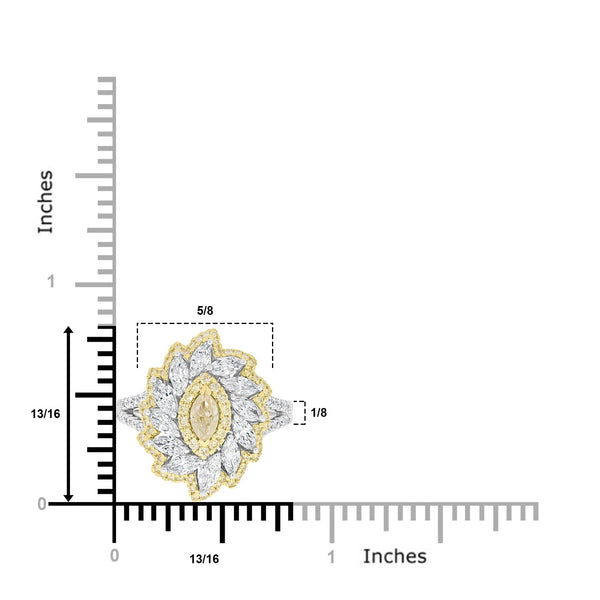 0.3ct Yellow Diamond Rings with 1.44tct Diamond set in 14K Two Tone Gold