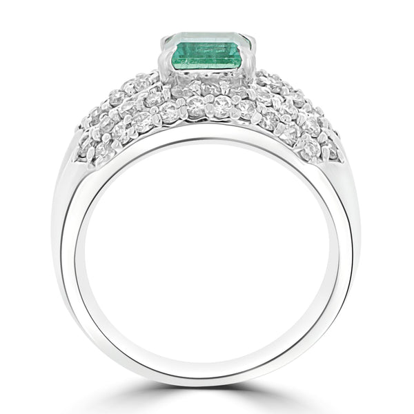 1.21ct Emerald Ring with 1.46tct Diamonds set in Platinum 900