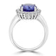 3.1ct Tanzanite Rings with 0.32tct Diamond set in 14K White Gold