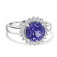 3.1ct Tanzanite Rings with 0.32tct Diamond set in 14K White Gold