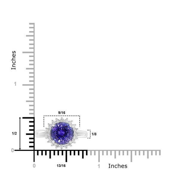 3.1ct Tanzanite Rings with 0.32tct Diamond set in 14K White Gold