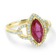 1.56Ct Ruby Ring With 0.36Tct Diamonds Set In 18K Yellow Gold