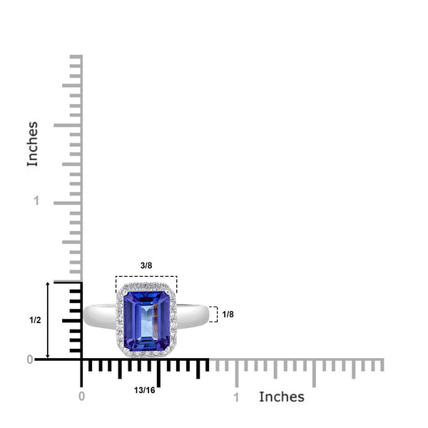 2.30ct Tanzanite ring with 0.19tct diamonds set in 14K white gold