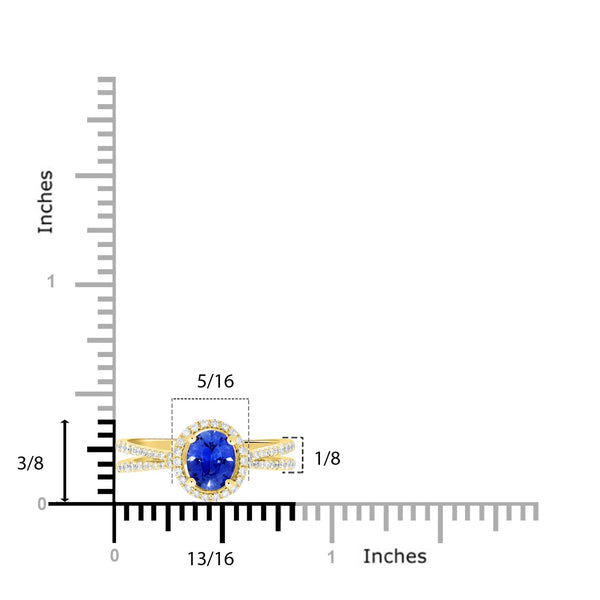 0.99ct SApphire Ring with 0.34tct Diamonds set in 14K Yellow Gold